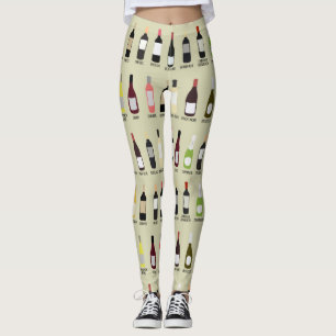 Legging Garrafas de Vinhos com Nomes Patterados