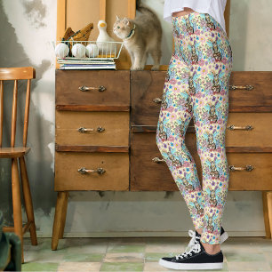 Legging Gata Fada Tabby Pastel Caprichosa Fantasia Floral