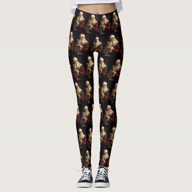 Legging Gato Bengal com Papai Noel Natal Festivo (Frente)