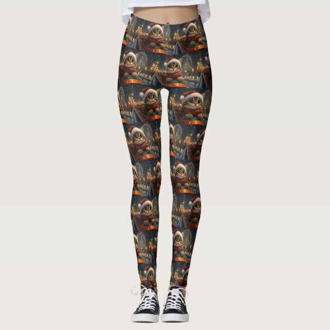 Legging Gato Bengal Montanha-Russa Natal (Frente)