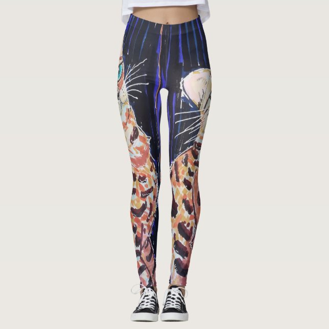 Legging Gato Bengal Neon Noir (Frente)