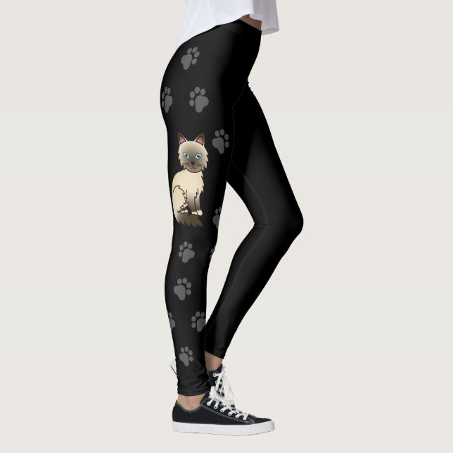 Legging Gato Birman/Ragdoll Chocolate Point & Patinhas Pre (Direita)