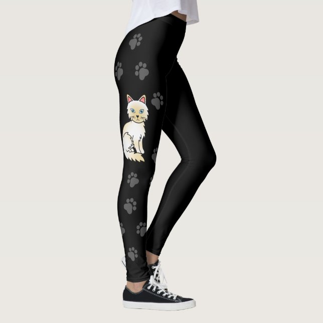 Legging Gato Birman / Ragdoll Cute de Pontas Creme & Patin (Direita)
