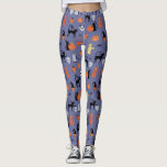 Legging Gato Bonito de Halloween Spooky<br><div class="desc">Um padrão bonito e assustador de gatos santificados em um fundo roxo com bruxas de gato,  lanternas de abóbora,  aranhas,  crânios,  fantasmas e zumbis. Eek! Arte original de Nic Squirrell.</div>