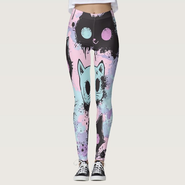 Legging Gato Cachorro do Gótico Kawaii Pastel Cachorro (Frente)