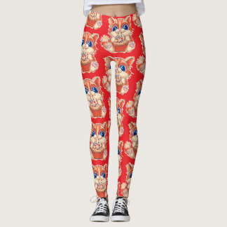 Legging Gato comendo pizza colorido