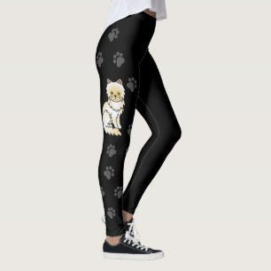Legging Gato de Cartoon Persa e Pinças Negra