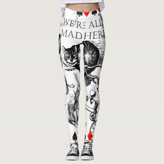 Legging Gato de Cheshire clássico alice no país das maravi (Frente)