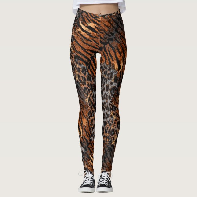 Legging Gato de pele de tigre-leopardo com manchas (Frente)