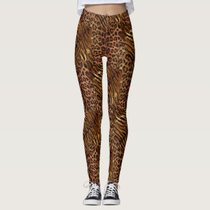 Legging Gato de pele de tigre-leopardo-com-ponta-cabeça