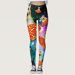 Legging Gato de pizza espacial engraçado