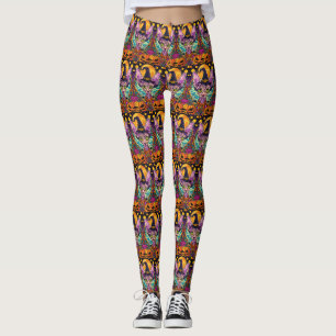 Legging Gato Esfinge Assustador Abóbora Bruxa de Halloween