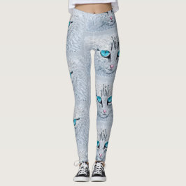 Legging Gato Fofo de Olhos Azuis