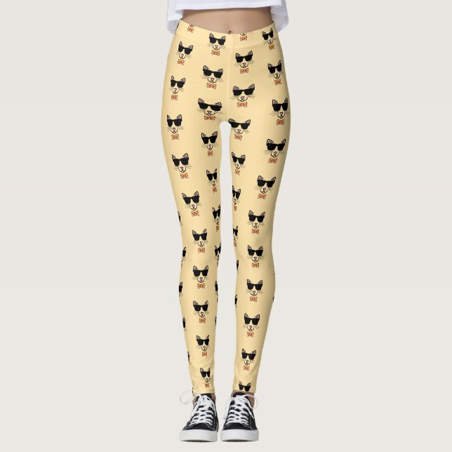 Legging Gato hipster com óculos de sol (Frente)