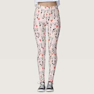Legging Gato Kawaii & Padrão de São Valentão Corações (2)