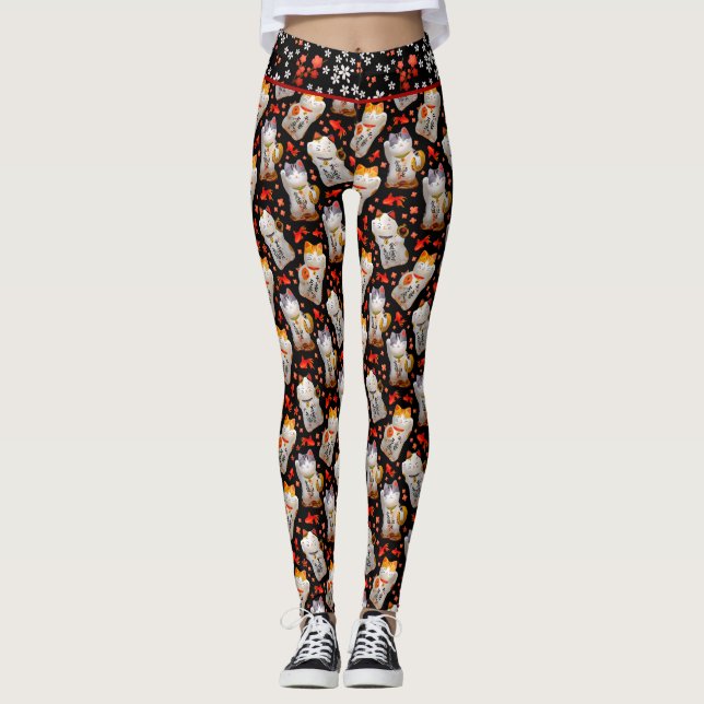 Legging Gato Negra-Japonês Maneki Neko (Frente)