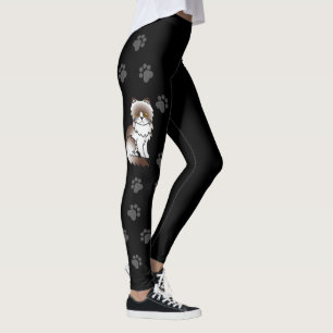 Legging Gato Persa de Cor Bi-Chocolate Gato e Pata Negra