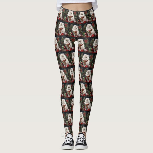 Legging Gato Persa no Natal da Neve (Frente)