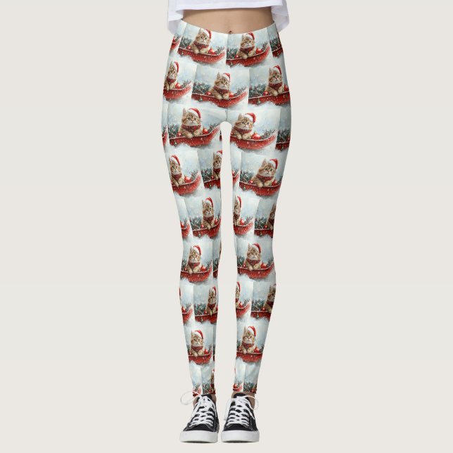 Legging Gato Persa no Trenó Deixe Nevar Natal (Frente)