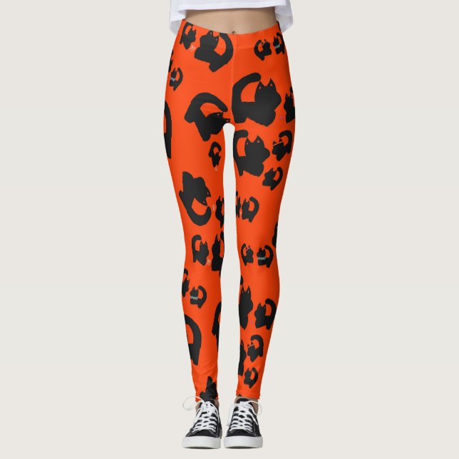 Legging Gato preto bonito Halloween Samhain (Frente)