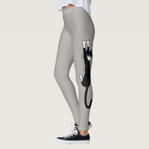 Legging Gato Preto e Branco Seguindo   Engraçado Tuxedo Ca