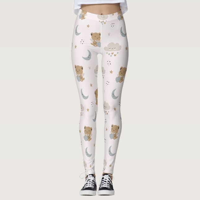 Legging Gatos Anjo Kawaii & Nuvens (2) (Frente)