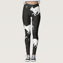 LEGGING GATOS BRANCOS EM UM ANTECEDENTE PRETO EDIT 1.0