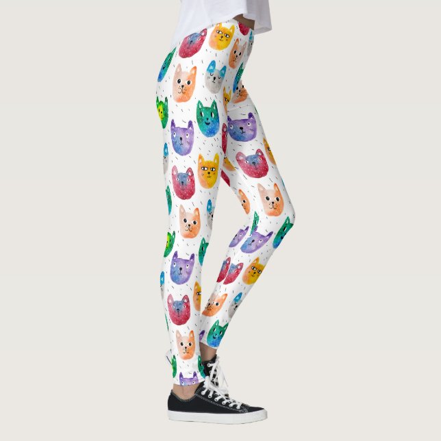 Legging Gatos com aquarelas e amigos (Direita)