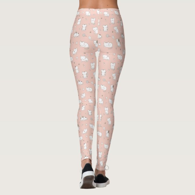 Legging Gatos de rabisco a rosa (Verso)