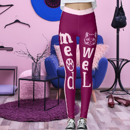 Legging Gatos de Rosas claro de vinho personalizados