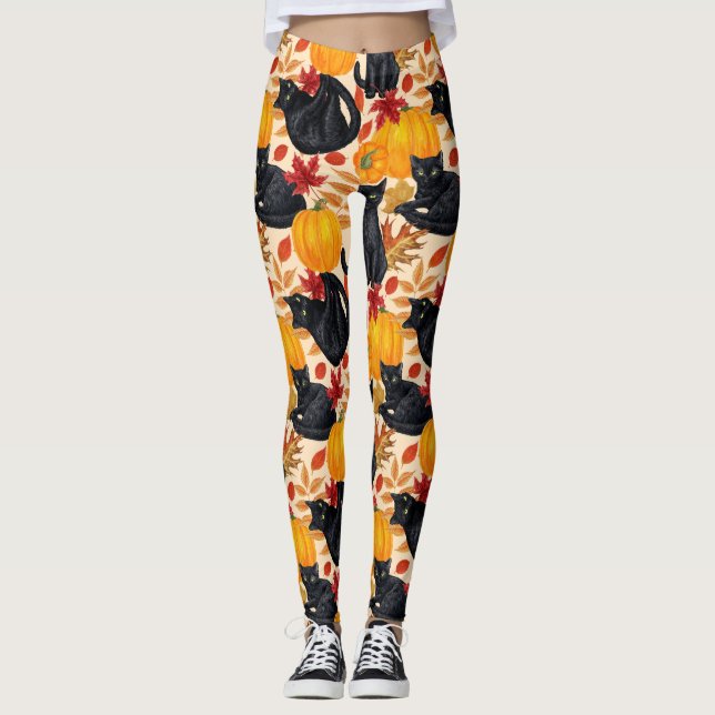 Legging Gatos e abóboros pretos (Frente)