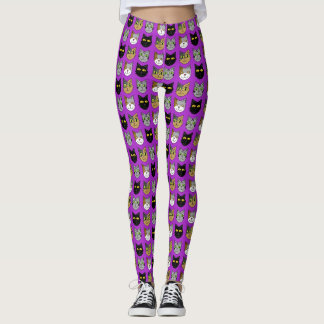 Legging Gatos em caneleiras roxas