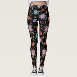 Legging Gatos em flores coloridas