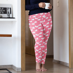 Legging Gatos Engraçados Em Poses De Yoga Padrão Rosa