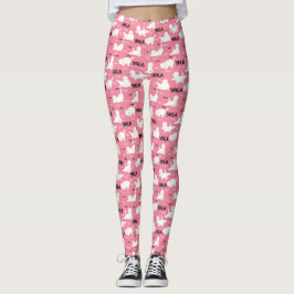 Legging Gatos Engraçados Em Poses De Yoga Padrão Rosa
