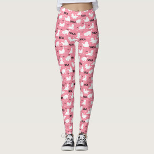 Legging Gatos Engraçados Em Poses De Yoga Padrão Rosa