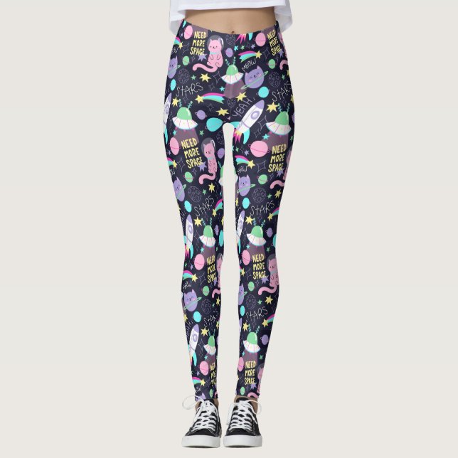 Legging Gatos espaciais legal (Frente)