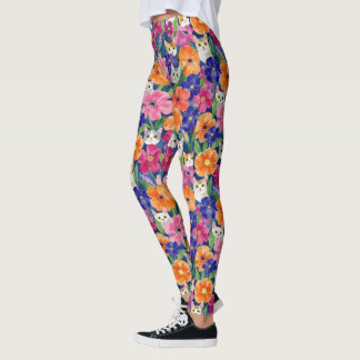Legging Gatos Florais Coloridos