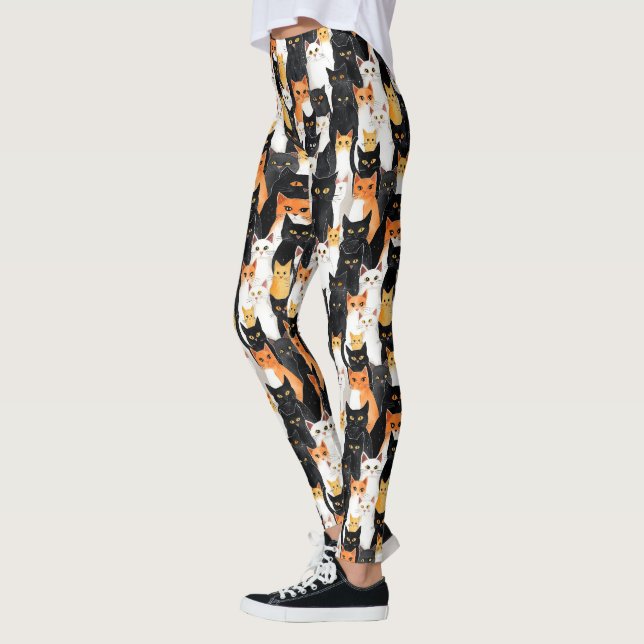 Legging Gatos Laranja Brancos Pretos (Esquerda)