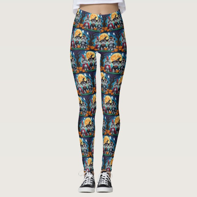 Legging Gatos Persa Pumpkin Halloween Engraçado (Frente)