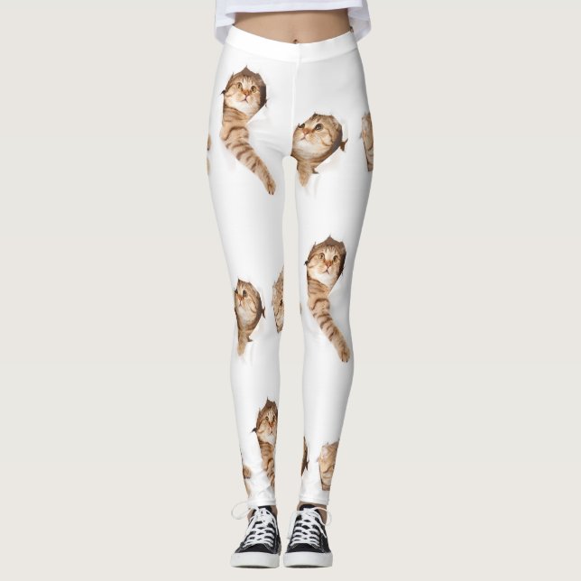 Legging Gatos que rasgam um furo em suas caneleiras (Frente)