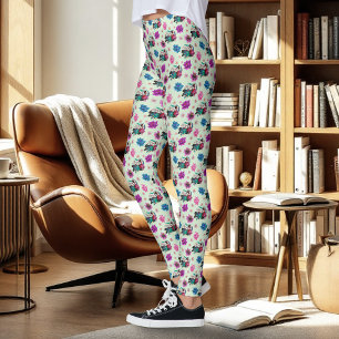 Legging Géisha Asiática Dragão Flor de Cerejeira Azul