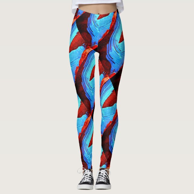 Legging gelo azul-rocha abstrato (Frente)