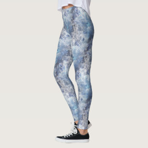 Legging Gelo e neve texturizados Padrão Azul de Natal