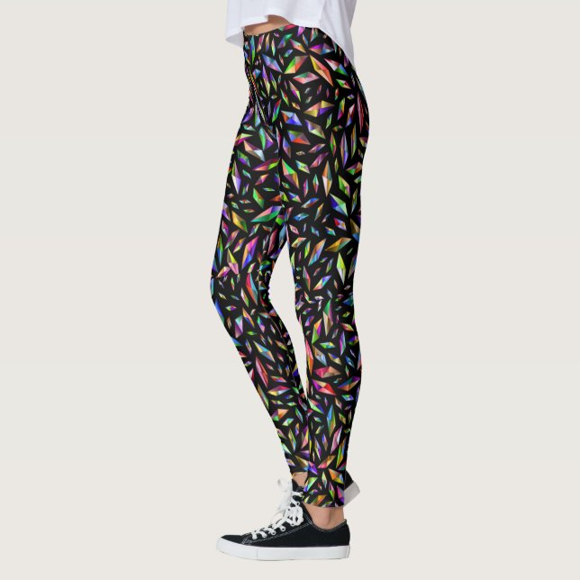 Legging Gemas de Diamante Multicoloridas em Preto (Esquerda)