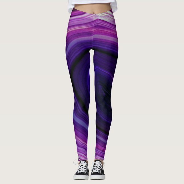 Legging Geodo roxo roscado por queda (Frente)