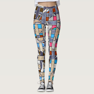 Legging geometr de paisagem artística minimalista Abstrat