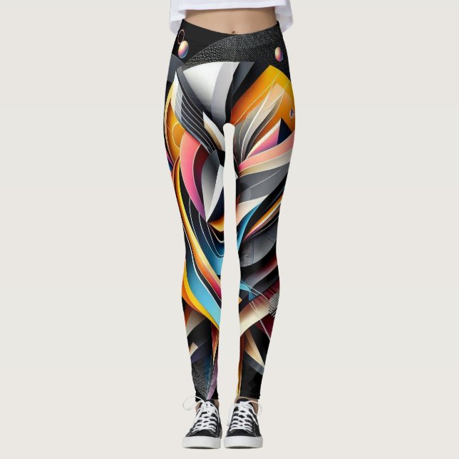 Legging Geometria abstrato (Frente)