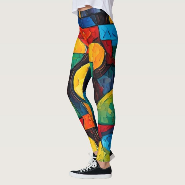 Legging Geometria de Sonhos Vibrantes – Arte Abstrata Mode (Esquerda)