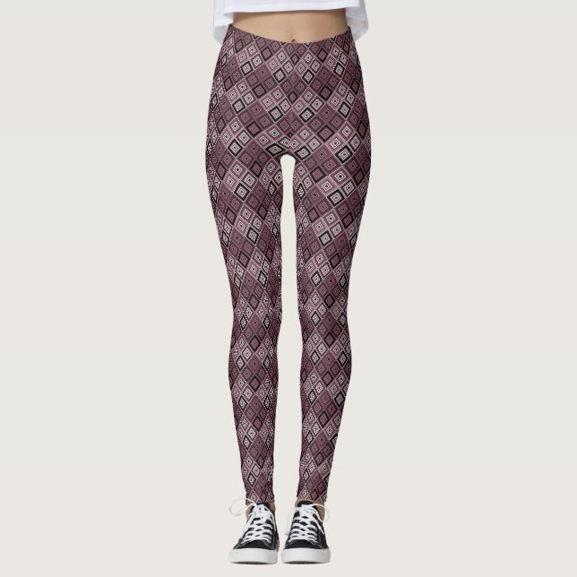 Legging Geometria étnica remendada marrom burgundy  (Frente)